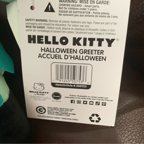 Hello Kitty Frankenstein with Pumpkin Large Plush Halloween Greeter - Picture 8 of 13